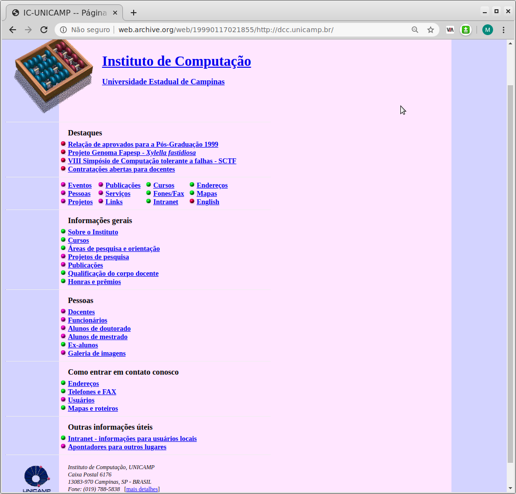 Historico de Websites do IC