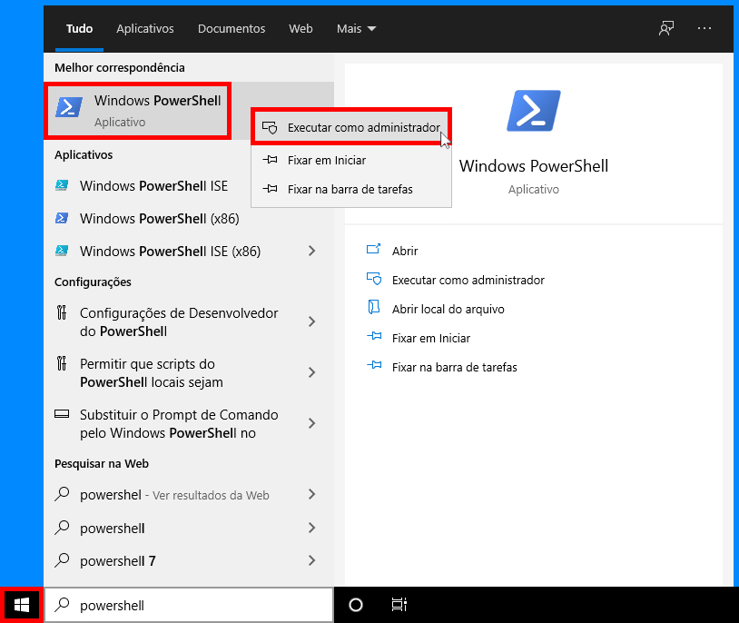 Fig. 1 - Abrindo o PowerShell